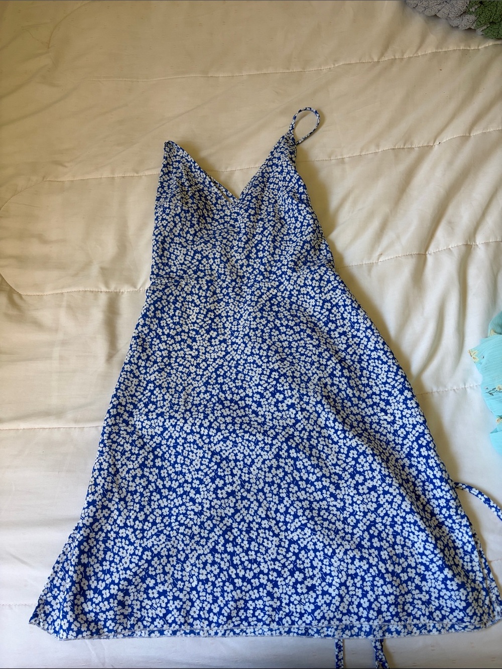 SHEIN Blue Daisy Midi Slip Dress